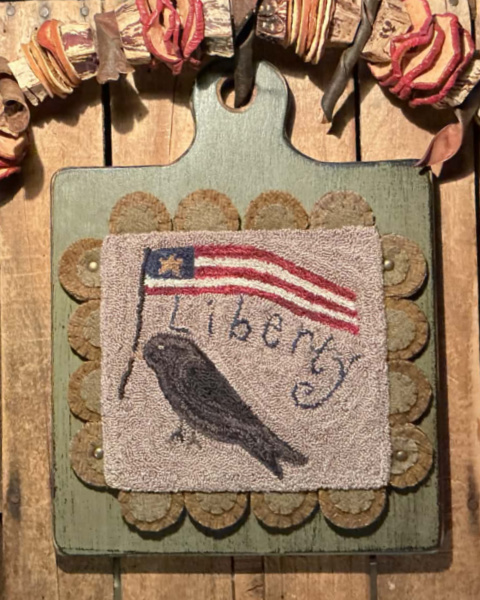 Punchneedle Crow Flag Liberty on Board